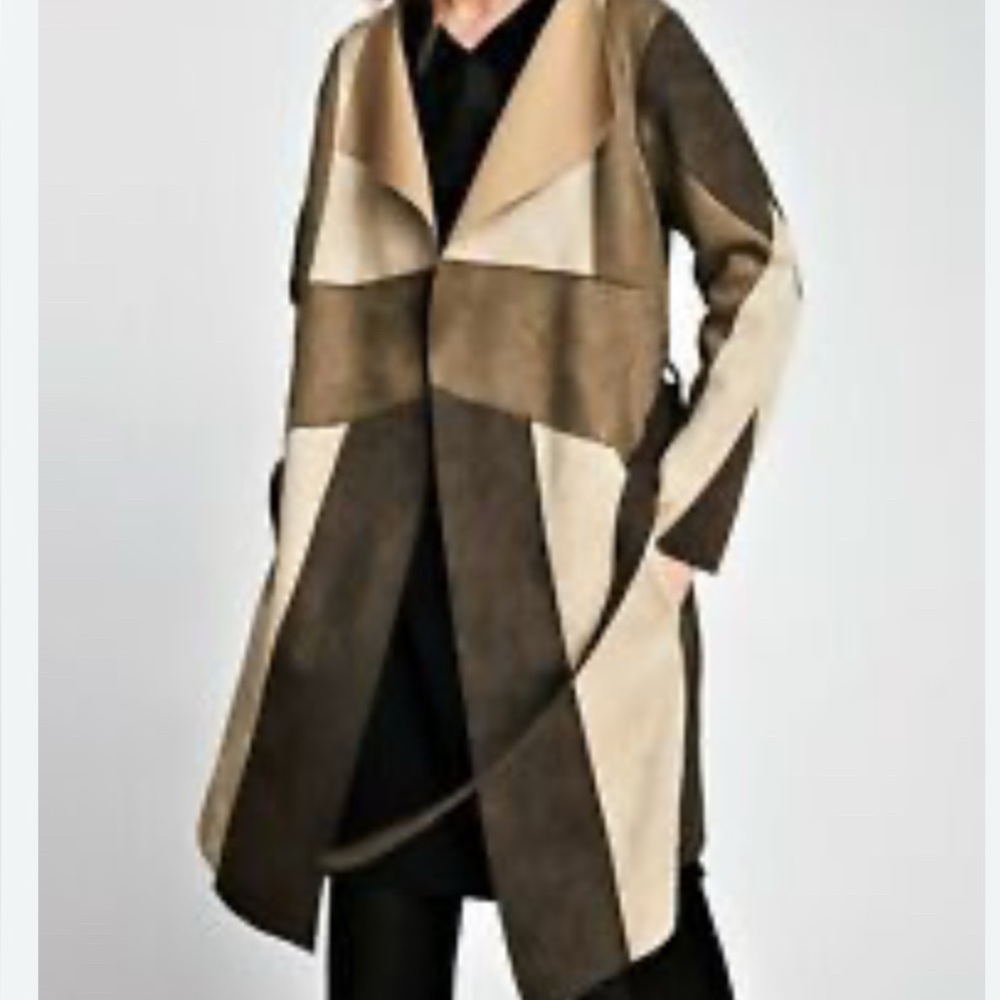 Stylish Brown and Tan Draped Coat